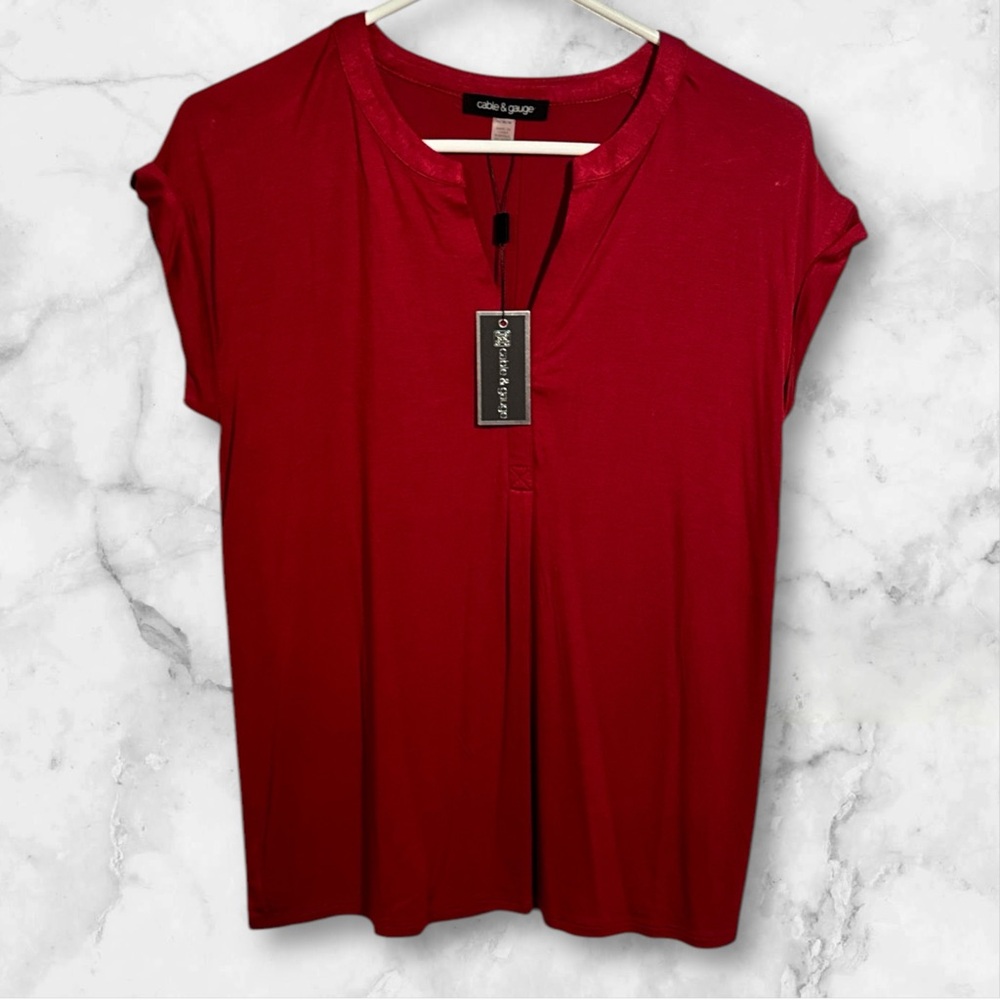 CABLE & GAUGE Shirt - color: REDDAHLIA size M